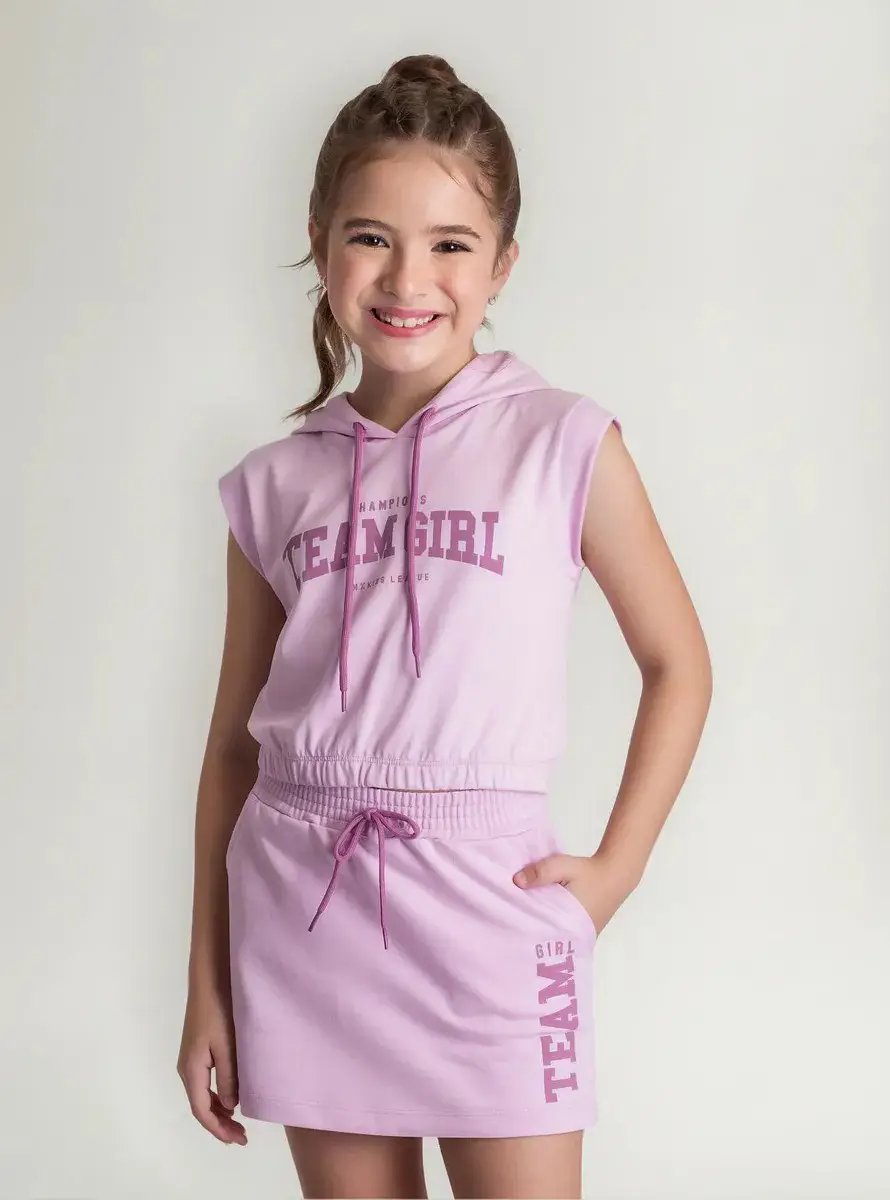 CONJUNTO DE BLUSA COM SAIA COLECAO TEAM GIRL